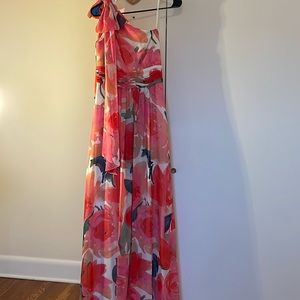 Eliza J Floral, One-Shoulder Gown. Size 4